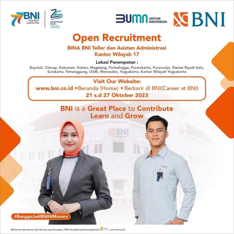 Lowongan BUMN Bank BNI (BINA BNI Wilayah 17)