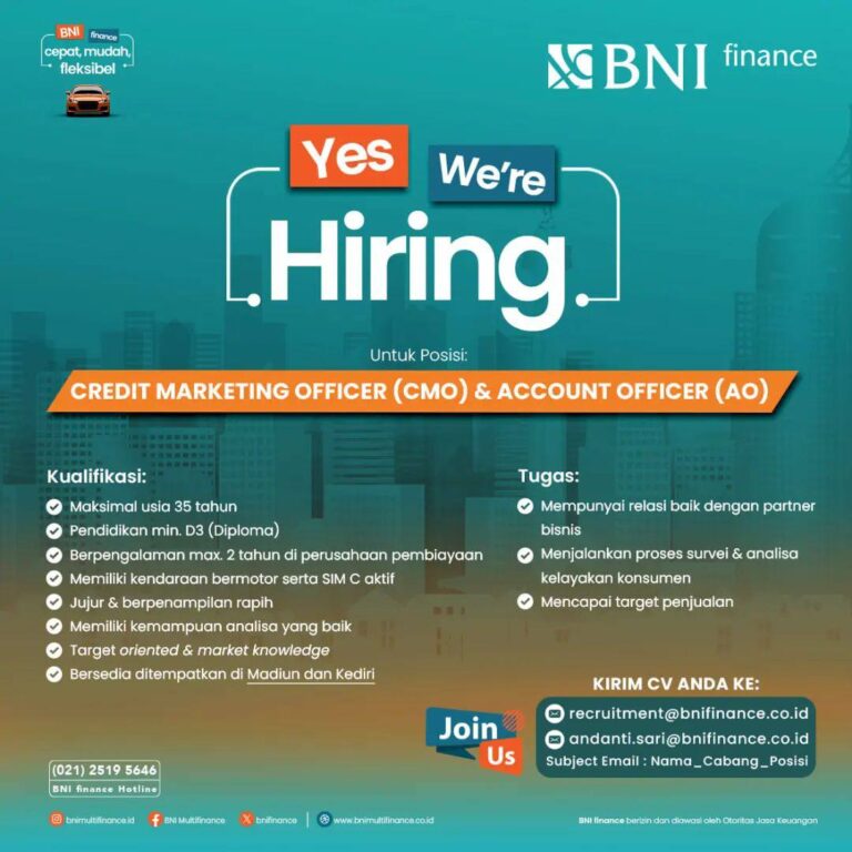 Lowongan Kerja BUMN – PT Bank Negara Indonesia Tbk Multi Finance