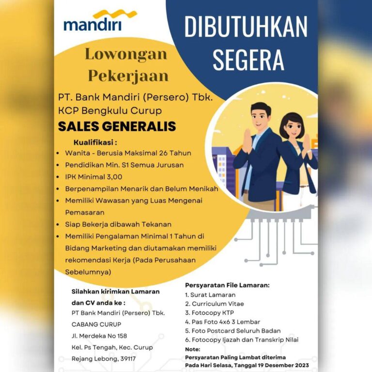 Lowongan Kerja BUMN – PT Bank Mandiri (Persero)