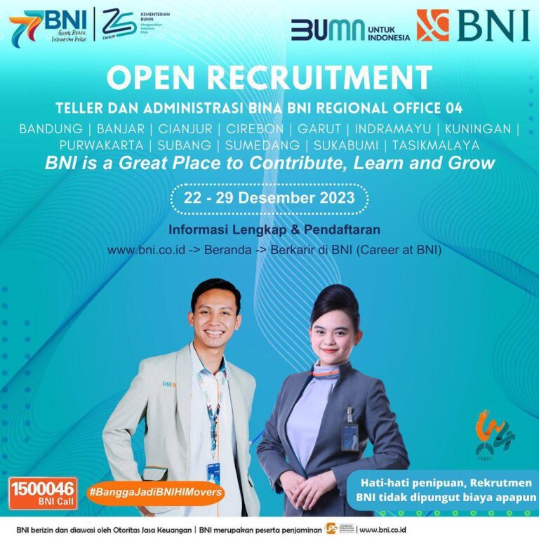 Lowongan BUMN Bank BNI (BINA BNI Wilayah 04)