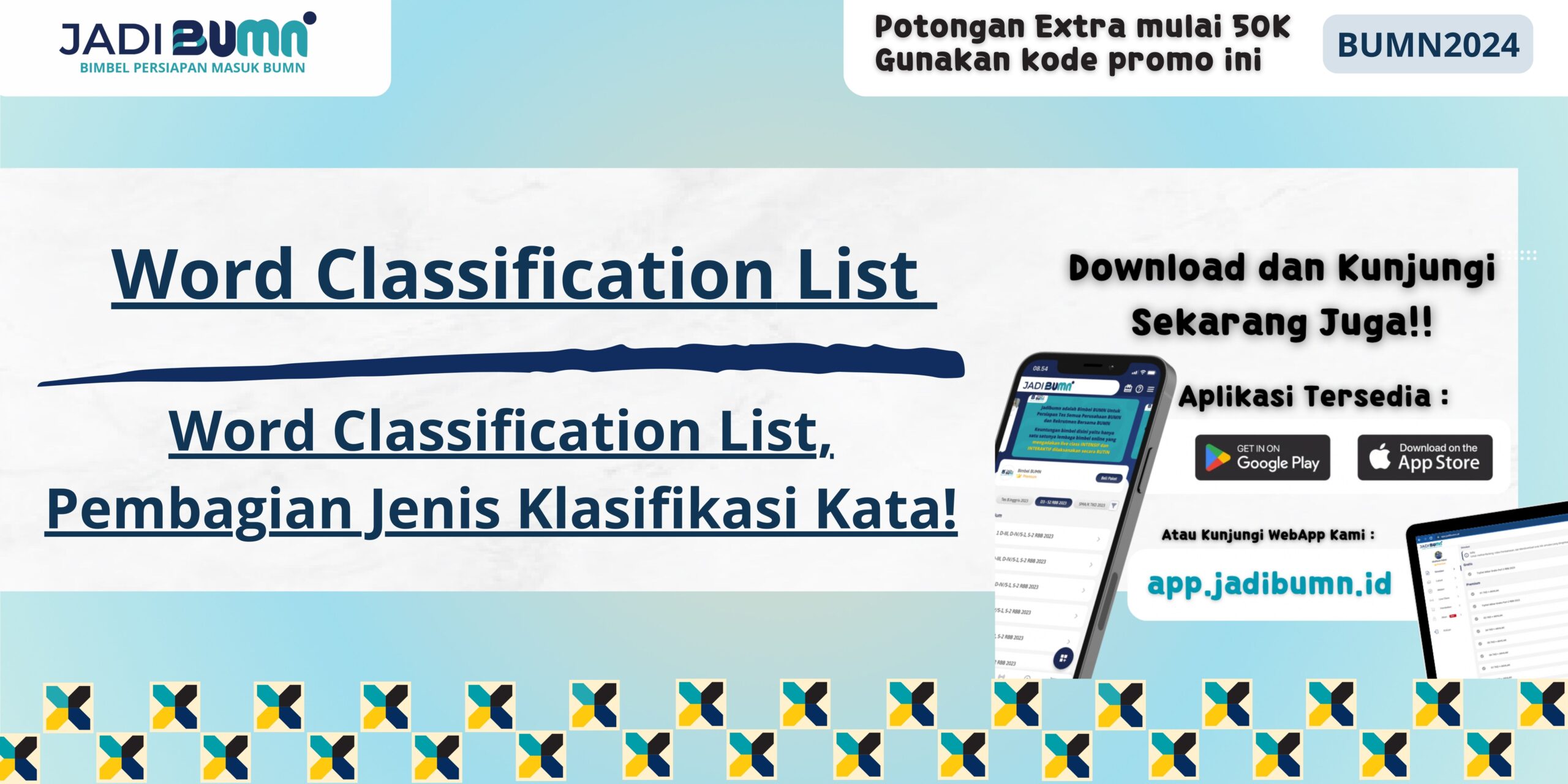 Word Classification List, Pembagian Jenis Klasifikasi Kata!