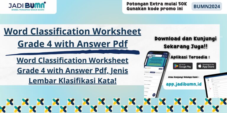 Word Classification Worksheet Grade 4 with Answer Pdf, Jenis Lembar Klasifikasi Kata!