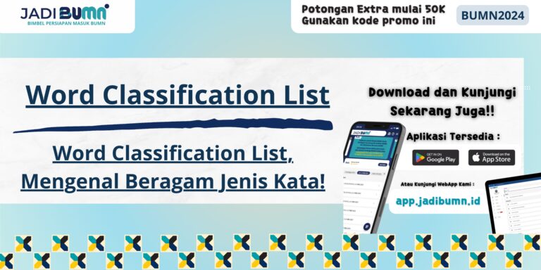 Word Classification List, Mengenal Beragam Jenis Kata!