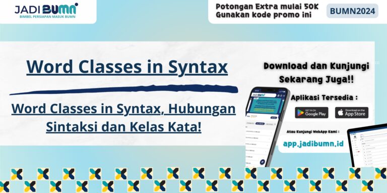 Word Classes in Syntax, Hubungan Sintaksi dan Kelas Kata!